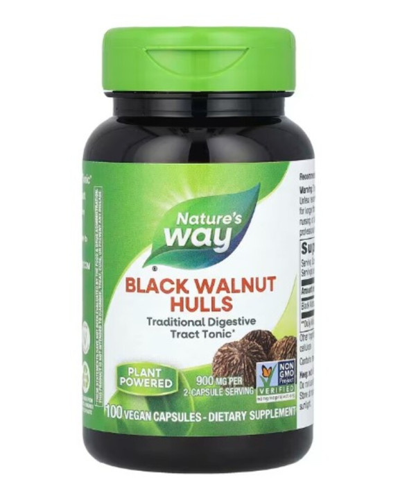 Nature's Way, Black Walnut Hulls, 900 mg, 100 Vegan Capsules (450 mg per Capsule)