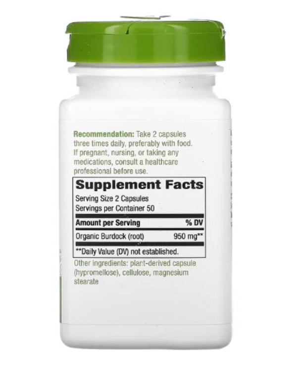 Nature's Way, Burdock Root, 950 mg, 100 Vegan Capsules (475 mg per Capsule)