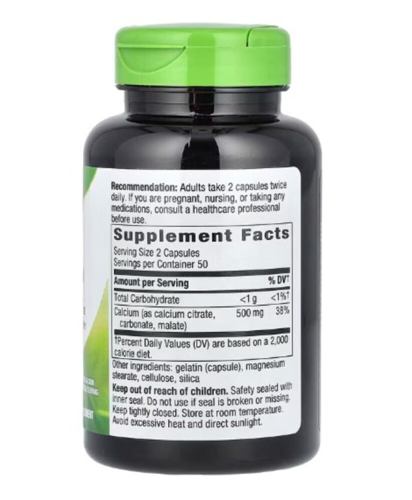 Nature's Way, Calcium Citrate, 500 mg, 100 Capsules (250 mg per Capsule)