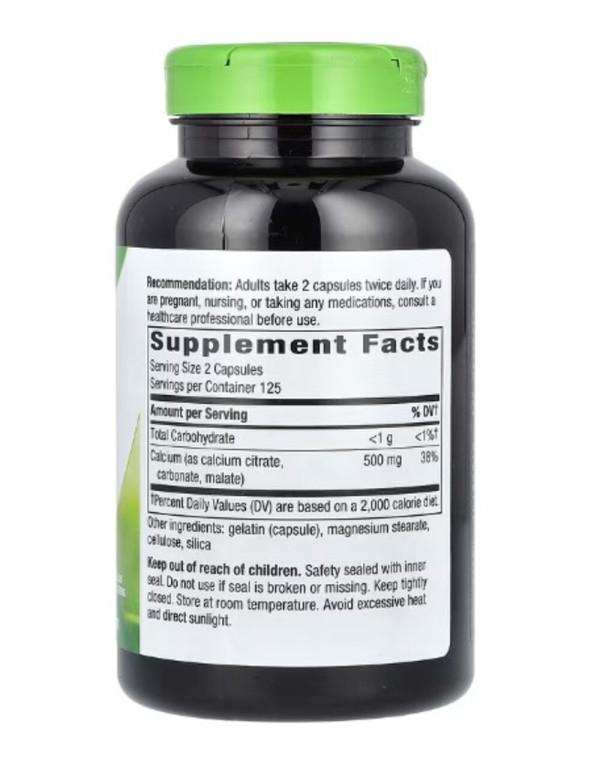 Nature's Way, Calcium Citrate, 500 mg, 250 Capsules (250 mg per Capsule)