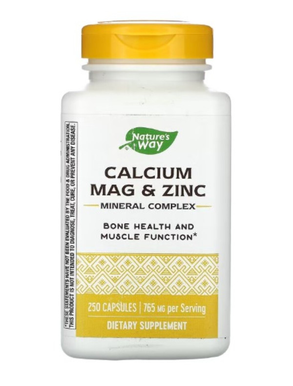 Nature's Way, Calcium, Mag & Zinc, Mineral Complex, 765 mg, 250 Capsules