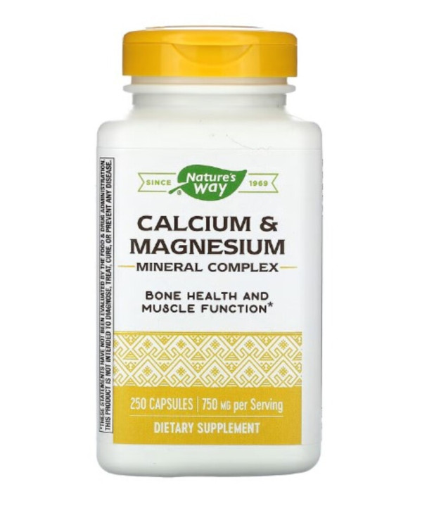 Nature's Way, Calcium & Magnesium, Mineral Complex, 750 mg, 250 Capsules (250 mg per Capsule)