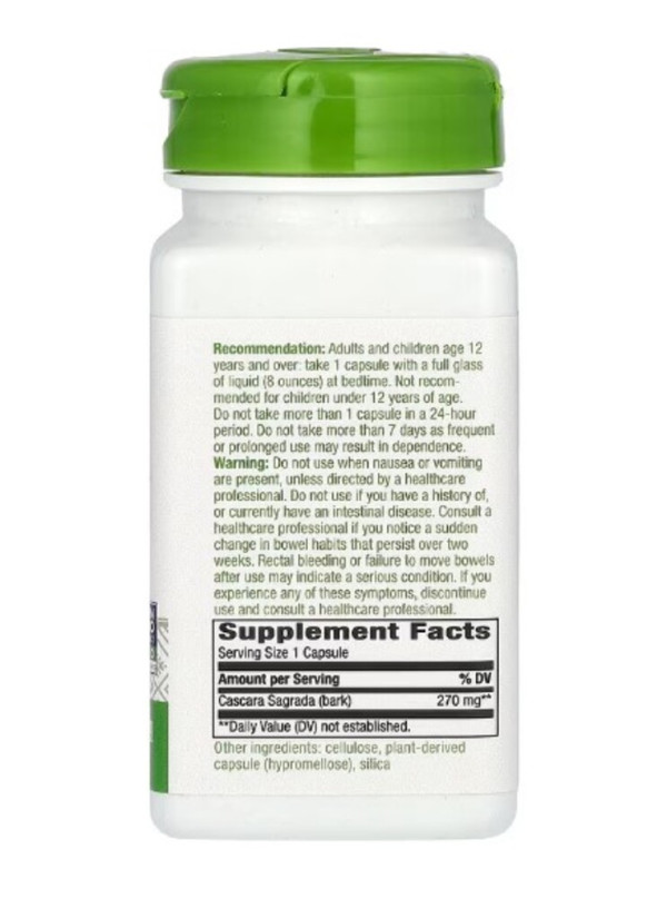Nature's Way, Cascara Sagrada, 270 mg, 100 Vegan Capsules