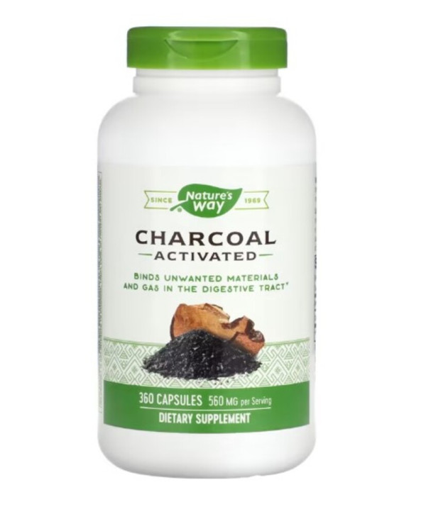 Nature's Way, Charcoal, Activated, 560 mg, 360 Capsules (280 mg per Capsule)