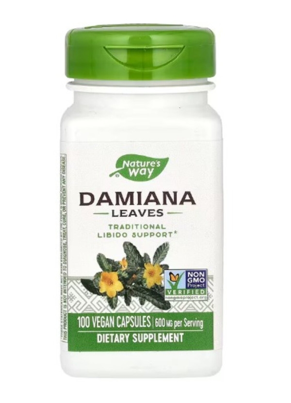 Nature's Way, Damiana Leaves, 600 mg, 100 Vegan Capsules (300 mg per Capsule)