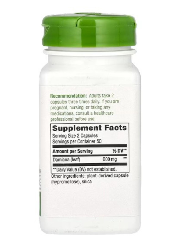 Nature's Way, Damiana Leaves, 600 mg, 100 Vegan Capsules (300 mg per Capsule)