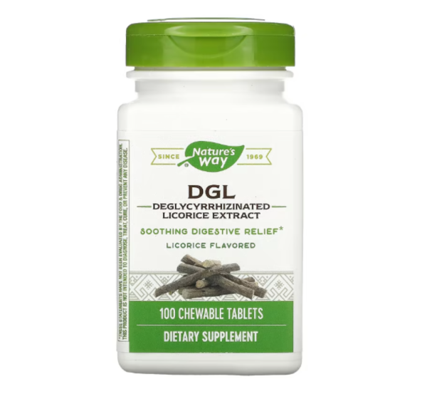 Nature's Way, DGL, Deglycyrrhizinated Licorice Extract, Licorice, 100 Chewable Tablets