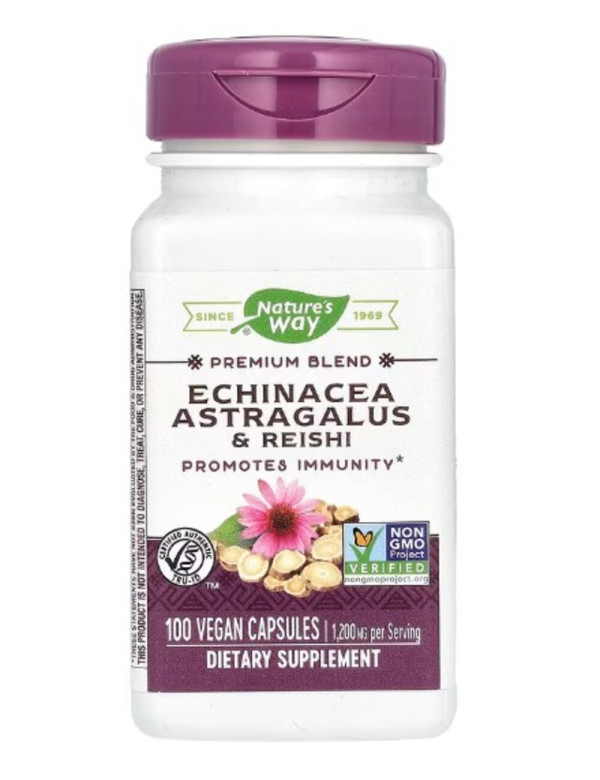 Nature's Way, Echinacea Astragalus & Reishi, 1,200 mg, 100 Vegan Capsules (400 mg per Capsule)