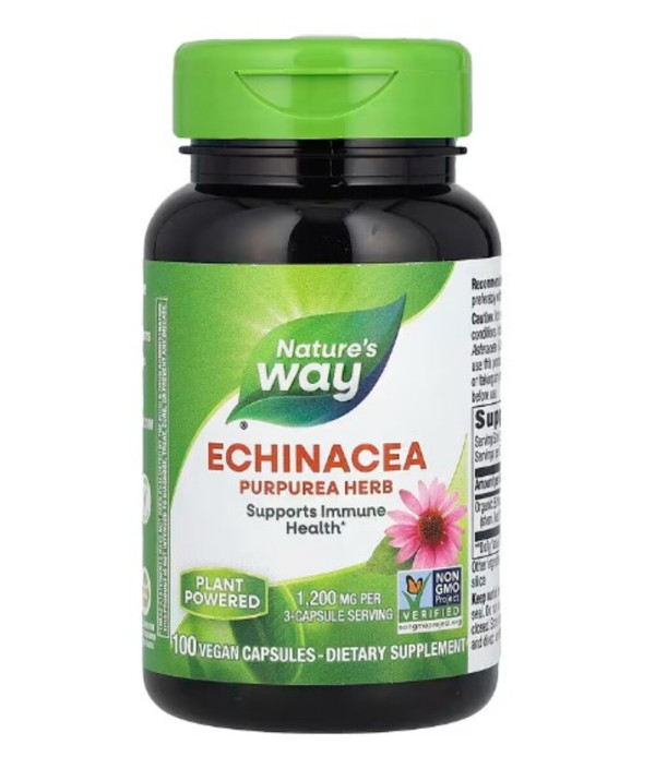 Nature's Way, Echinacea Purpurea Herb, 1,200 mg, 100 Vegan Capsules (400 mg Per Capsule)