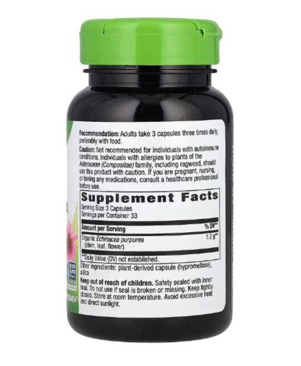 Nature's Way, Echinacea Purpurea Herb, 1,200 mg, 100 Vegan Capsules (400 mg Per Capsule)