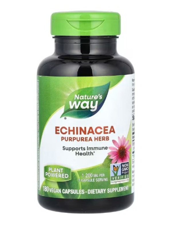 Nature's Way, Echinacea Purpurea Herb, 1,200 mg, 180 Vegan Capsules (400 mg per Capsule)