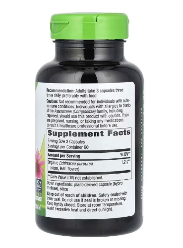 Nature's Way, Echinacea Purpurea Herb, 1,200 mg, 180 Vegan Capsules (400 mg per Capsule)