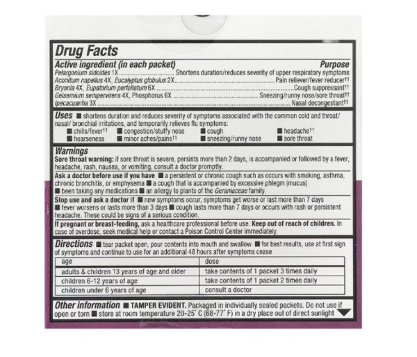 Nature's Way, Fast Actives, Umcka, Cold + Flu, Berry, 10 Packets, 0.03 oz (0.9 g) each