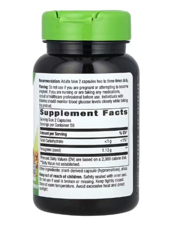 Nature's Way, Fenugreek Seed, 1,130 mg, 100 Vegan Capsules (565 mg Per Capsule)