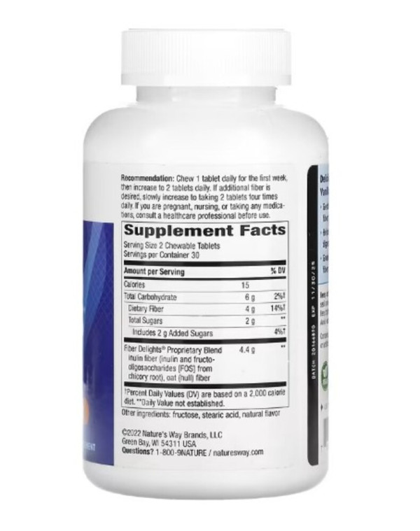 Nature's Way, Fiber Delights, Vanilla , 60 Chewable Tablets