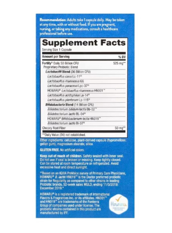 Nature's Way, Fortify, Daily Probiotic + Prebiotics, Extra Strength, 50 Billion , 30 Delayed Release Capsules