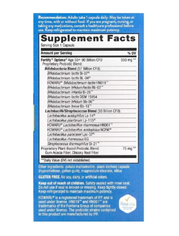 Nature's Way, Fortify Optima, Age 50+ Probiotic + Prebiotics, Advanced Care, 90 Billion CFU, 30 Delayed-Release Capsules