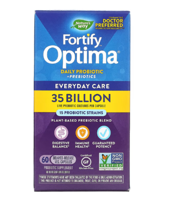 Nature's Way, Fortify Optima Daily Probiotic + Prebiotics, 35 Billion , 60 Delayed-Release Veg. Capsules