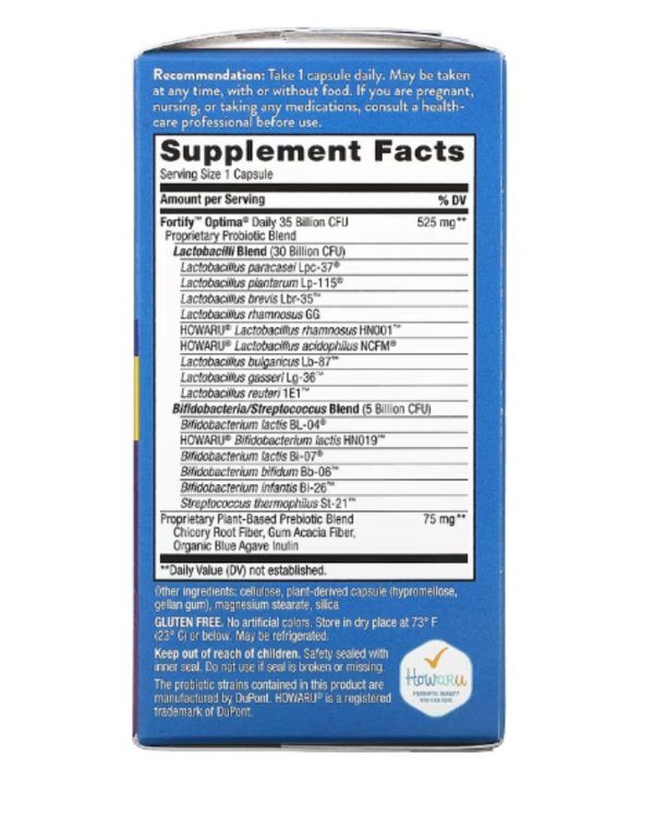 Nature's Way, Fortify Optima Daily Probiotic + Prebiotics, 35 Billion , 60 Delayed-Release Veg. Capsules