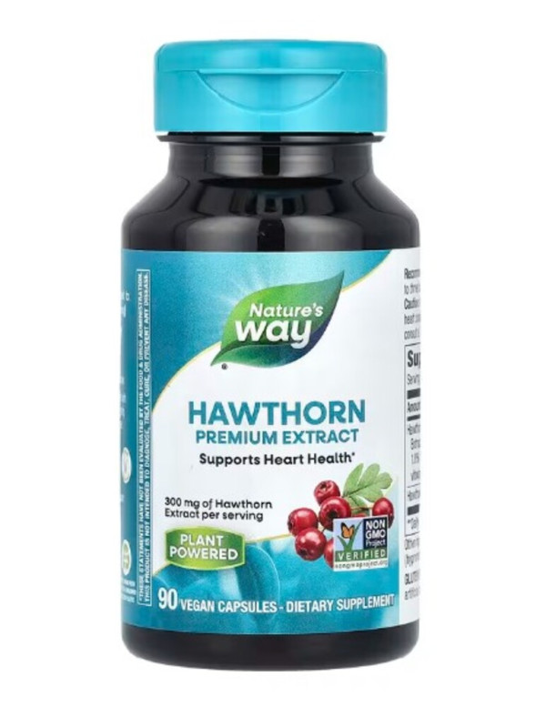 Nature's Way, Hawthorn, Premium Extract, 300 mg, 90 Vegan Capsules