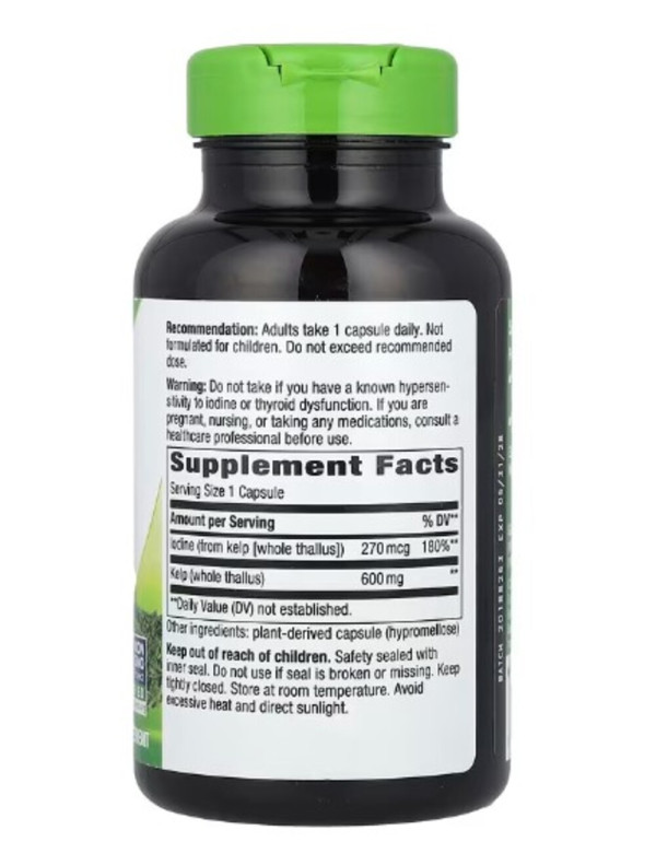 Nature's Way, Kelp, Whole Thallus, 600 mg, 180 Vegan Capsules