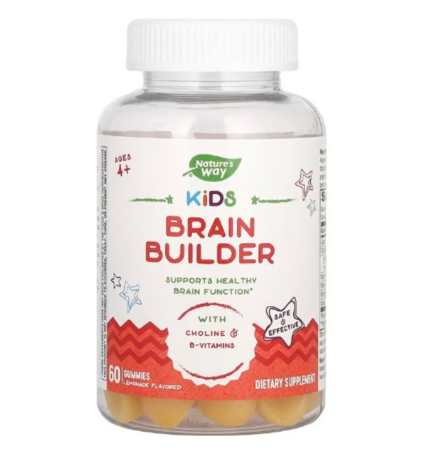Nature's Way, Kids Brain Builder Gummies, Ages 4+, Lemonade, 60 Gummies