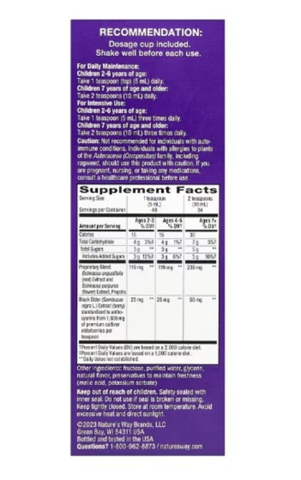 Nature's Way, Kids Sambucus®, Immune Syrup, Elderberry, Ages 2+, 8 fl oz (240 ml)