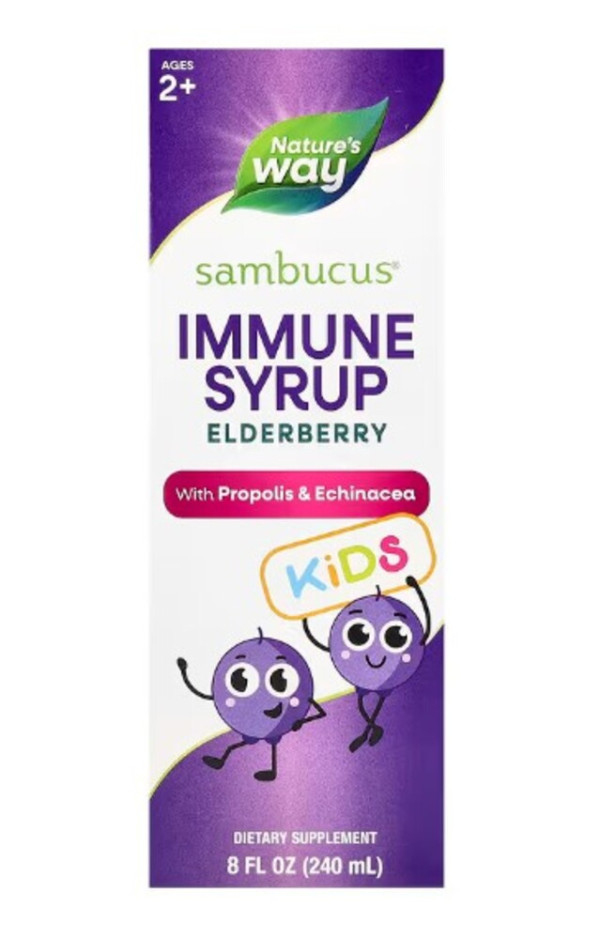 Nature's Way, Kids Sambucus®, Immune Syrup, Elderberry, Ages 2+, 8 fl oz (240 ml)