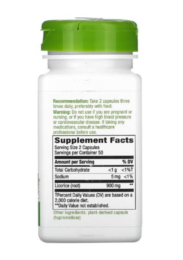 Nature's Way, Licorice Root, 900 mg, 100 Vegan Capsules (450 mg per Capsule)
