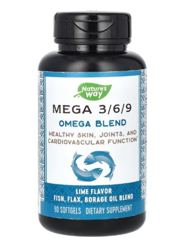 Nature's Way, Mega 3/6/9, Omega Blend, Lime, 90 Softgels