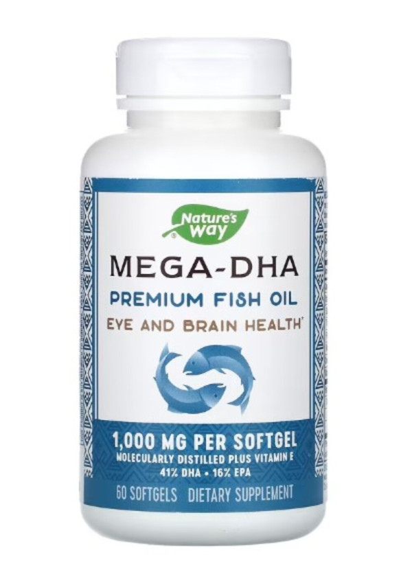 Nature's Way, Mega-DHA Premium Fish Oil, 1,000 mg, 60 Softgels