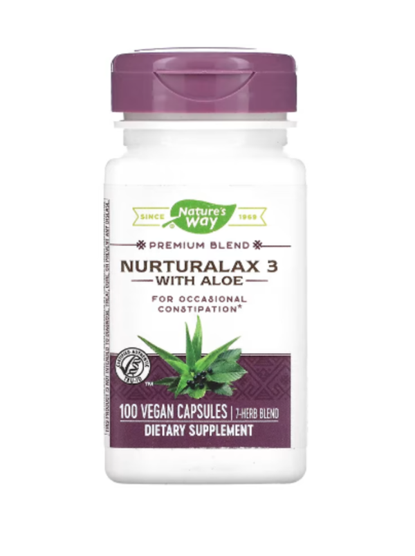 Nature's Way, Nurturalax 3 with Aloe, 100 Vegan Capsules, Near EXP- Fed-2025