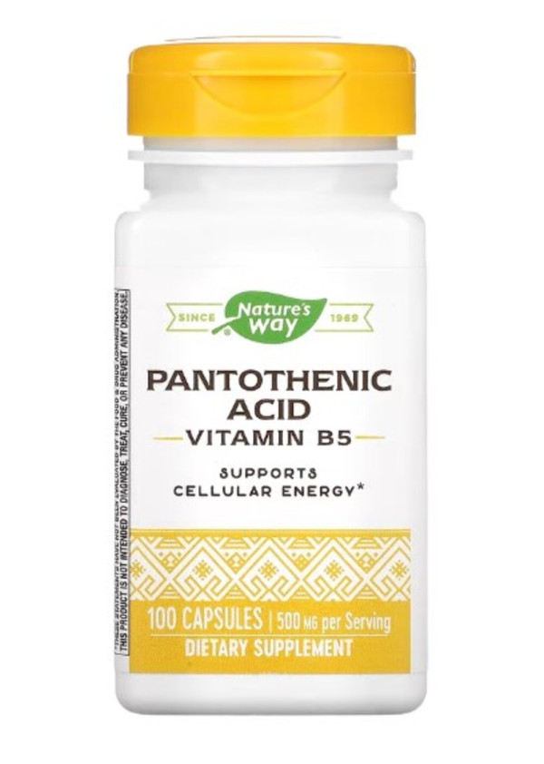 Nature's Way, Pantothenic Acid, Vitamin B5, 500 mg, 100 Capsules (250 mg per Capsule)