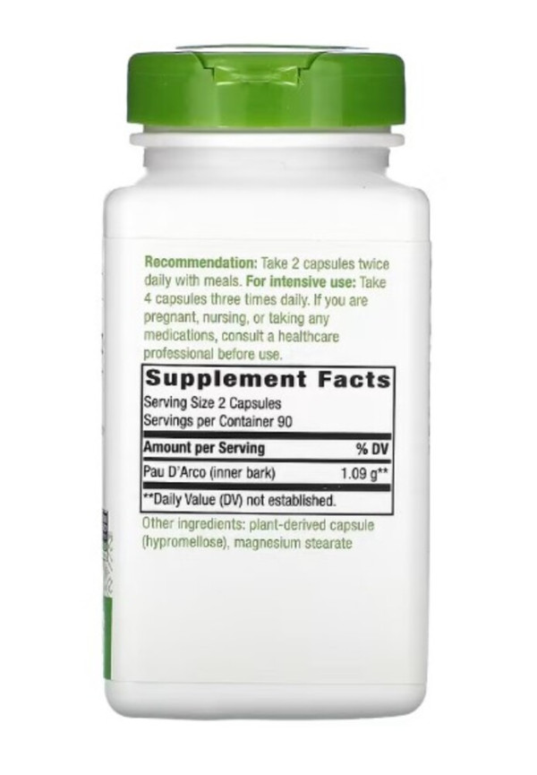 Nature's Way, Pau d'Arco, Inner Bark, 1,090 mg, 180 Vegan Capsules (545 mg per Capsule)