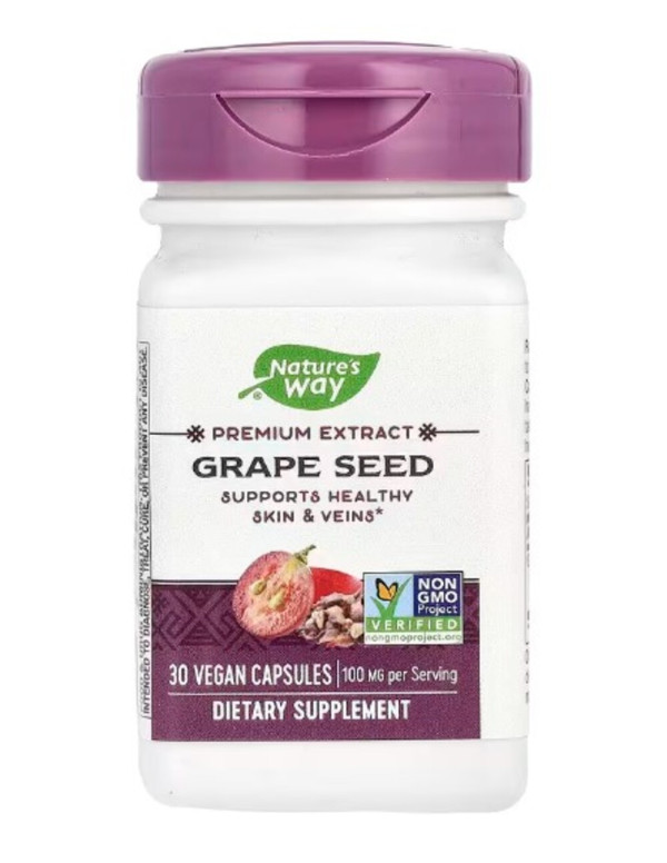 Nature's Way, Premium Blend, Grape Seed with Vitamin C, 100 mg, 30 Vegan Capsules
