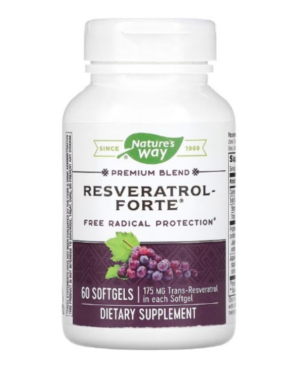 Nature's Way, Premium Blend Resveratrol Forte, 175 mg, 60 Softgels