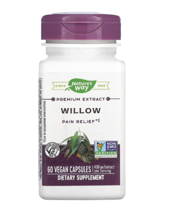 Nature's Way, Premium Extract, Willow, 400 mg, 60 Vegan Capsules (200 mg per Capsule)