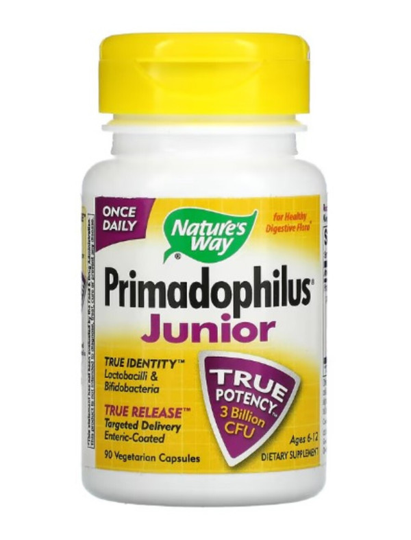 Nature's Way, Primadophilus Junior, Ages 6-12, 3 Billion CFU, 90 Vegetarian Capsules
