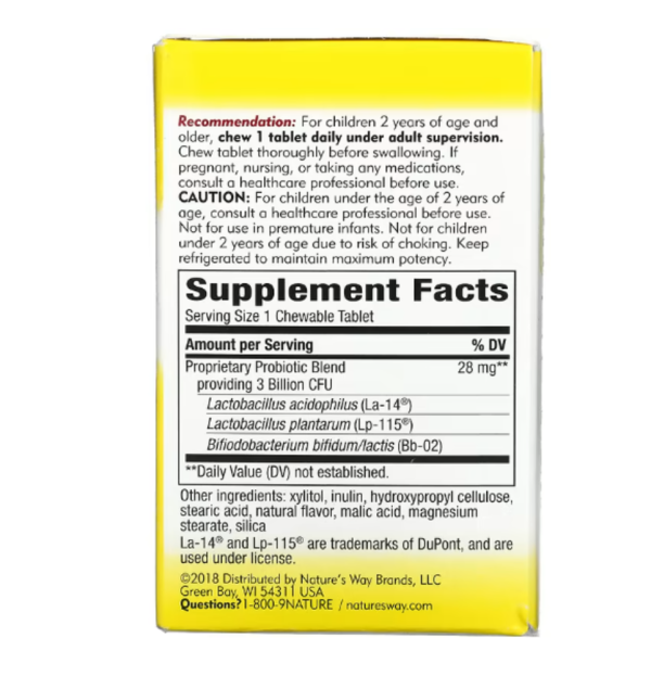 Nature's Way, Primadophilus, Kids, Age 2-12, Cherry , 3 Billion CFU, 30 Chewable Tablets