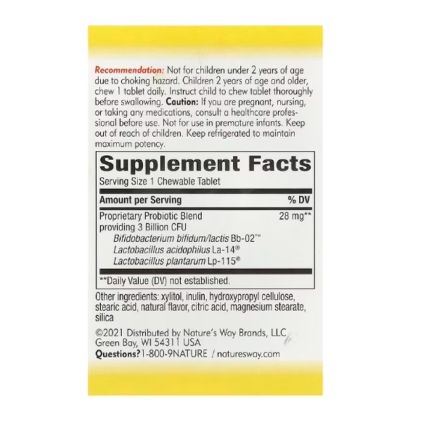 Nature's Way, Primadophilus, Kids, Age 2-12, Orange Flavored, 3 Billion CFU, 30 Chewable Tablets