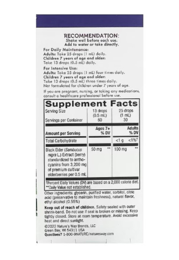 Nature's Way, Sambucus Elderberry, Drops, 1 fl oz (30 ml)