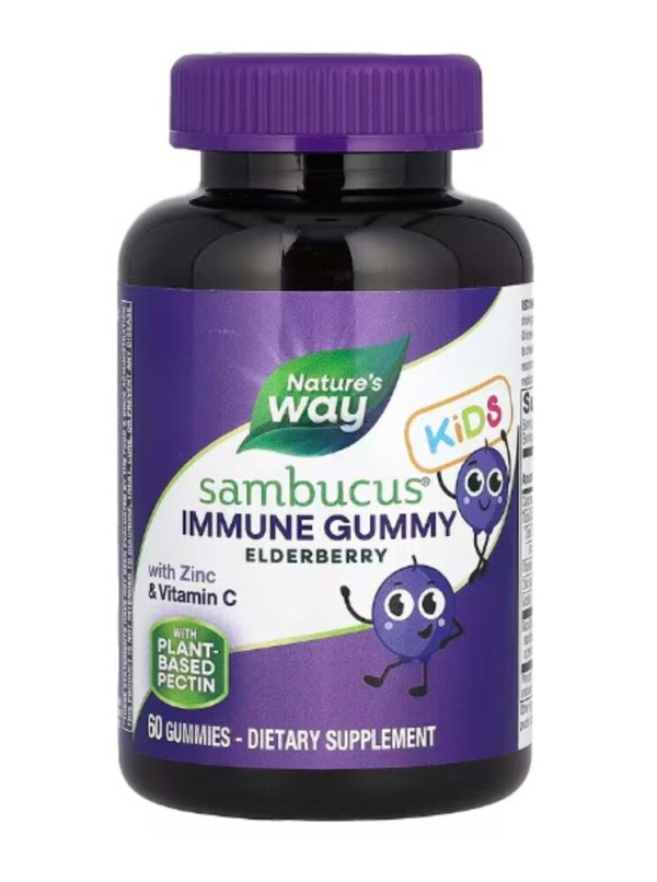 Nature's Way, Sambucus® Kids, Immune Gummy with Zinc & Vitamin C, Elderberry, 60 Gummies