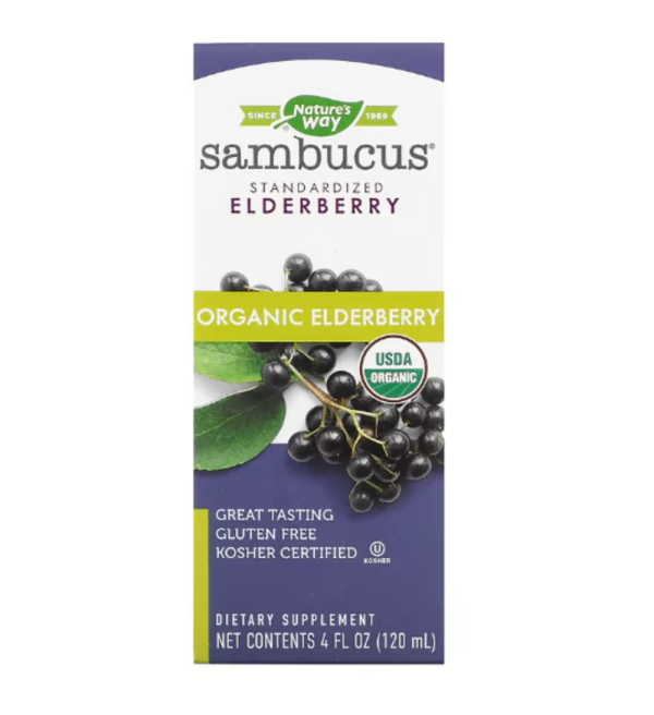 Nature's Way, Sambucus, Standardized Organic Elderberry, 4 fl oz (120 ml)