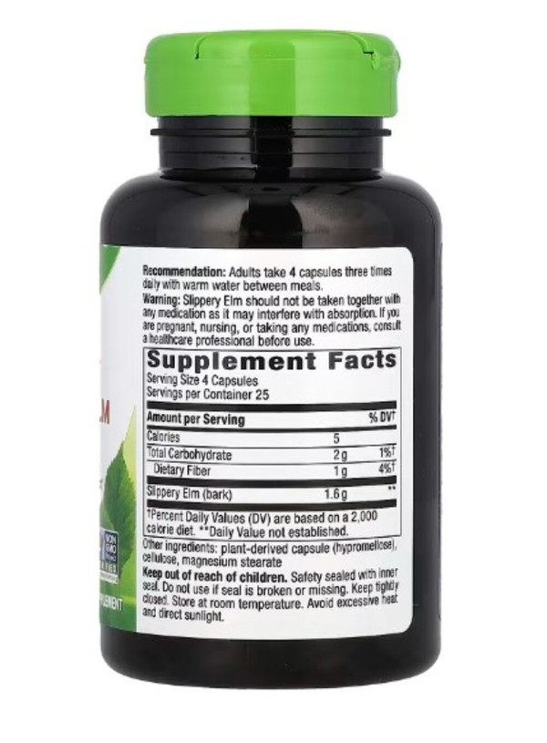 Nature's Way, Slippery Elm Bark, 1,600 mg, 100 Vegan Capsules (400 mg per Capsule)