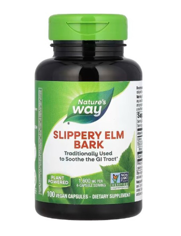 Nature's Way, Slippery Elm Bark, 1,600 mg, 100 Vegan Capsules (400 mg per Capsule)