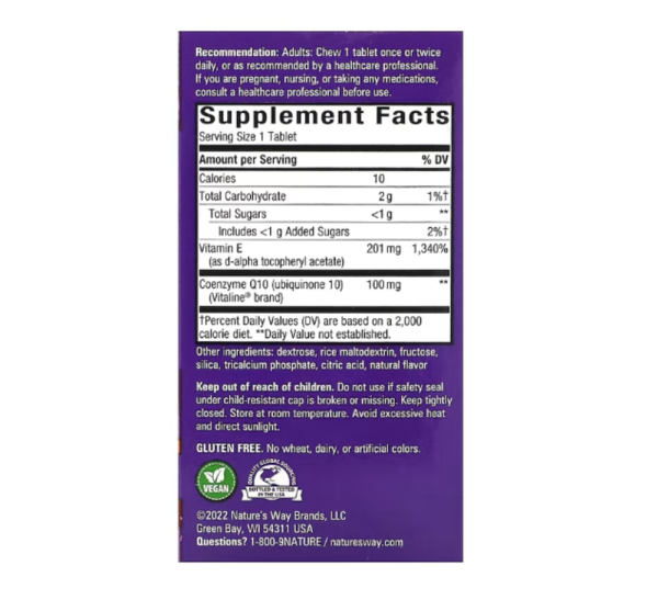 Nature's Way, Smart Q10, Orange, 100 mg , 30 Chewable Tablets