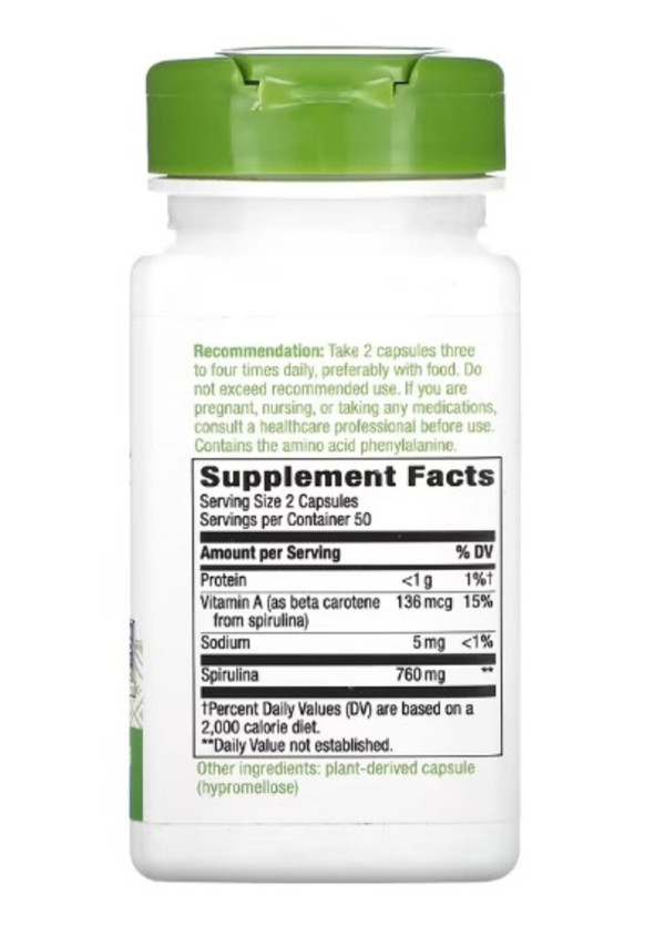 Nature's Way, Spirulina Micro-Algae, 380 mg, 100 Vegan Capsules