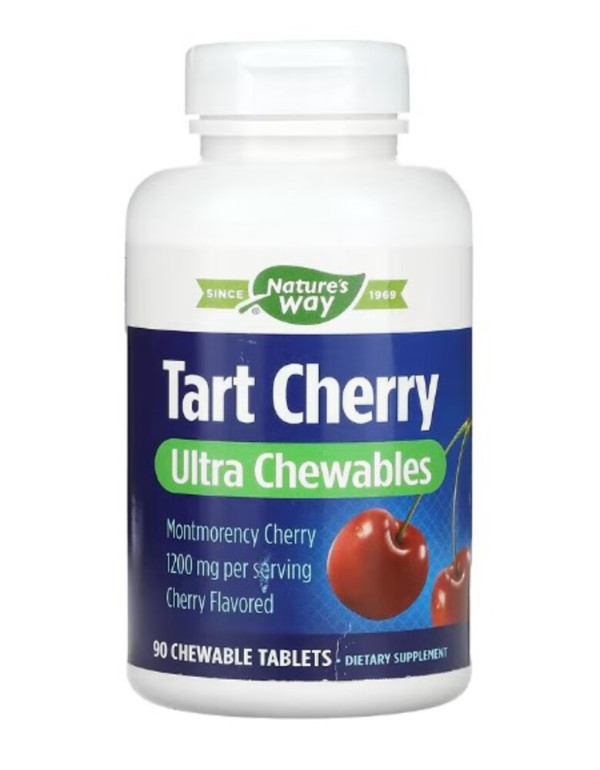 Nature's Way, Tart Cherry, Ultra Chewable, Cherry, 1,200 mg, 90 Chewable Tablets (400 mg per Tablet)