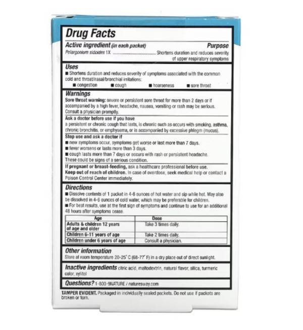 Nature's Way, Umcka, ColdCare, Soothing Hot Drink Mix, Lemon, 10 Packets, 0.17 oz (5 g) Each