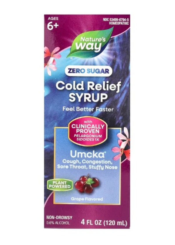 Nature's Way, Umcka ColdCare, Soothing Syrup, Sugar Free, Grape , 4 fl oz (120 ml)